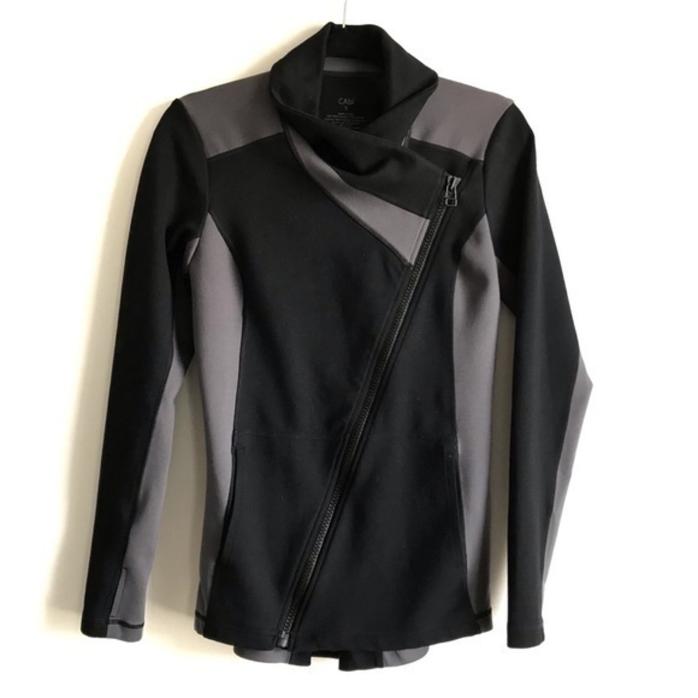 cabi Black Gray Athletic Dash Jacket #989 Size Small